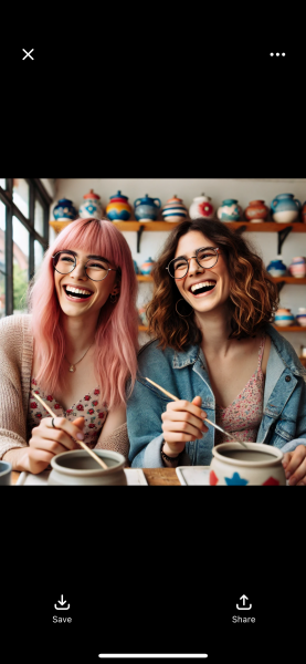 "ChatGPT, create an image of a transwomen and a natal woman sharing a happy moment together."