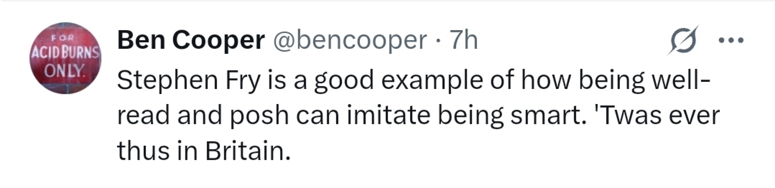 Stephen Fry - What a repulsive, condescending misogynistic turd