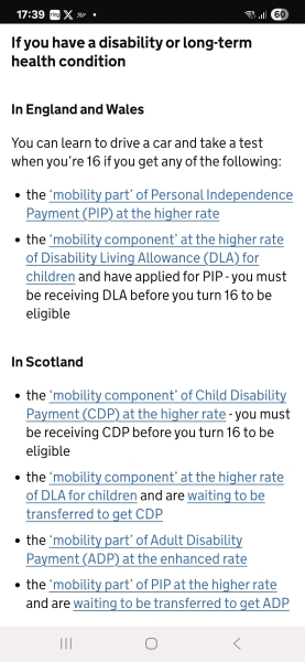 Can you drive at 16 if you get dla ?