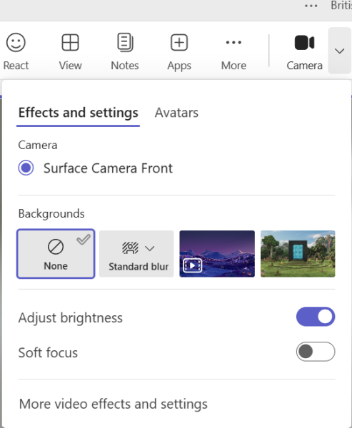Microsoft Teams - my camera has changed to default to no background effect and people end up seeing my very messy bedroom :(