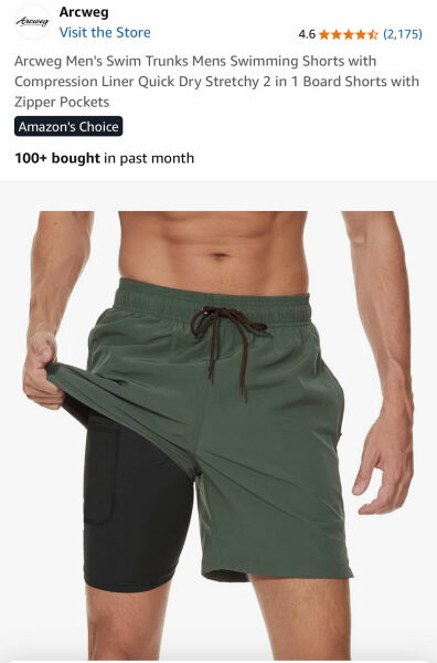 Men’s swimming shorts without the pants