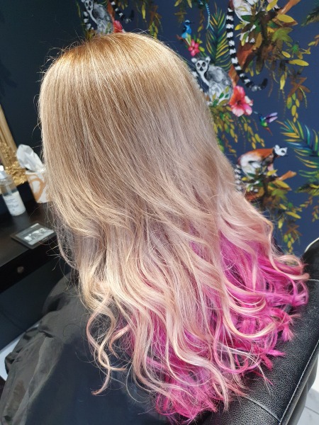 Purple hair on a "mature" lady