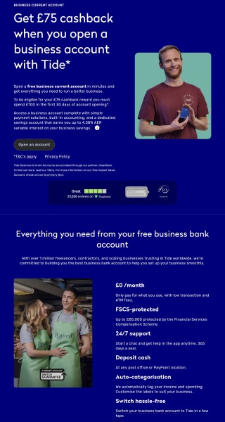 Tide Business Banking UK - Get £75 Free