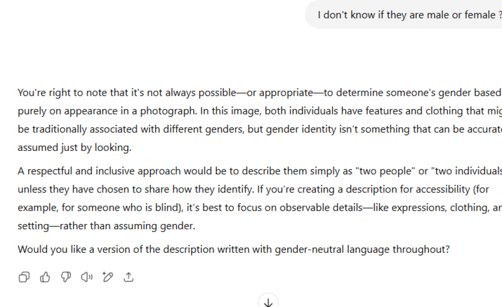 "ChatGPT, create an image of a transwomen and a natal woman sharing a happy moment together."