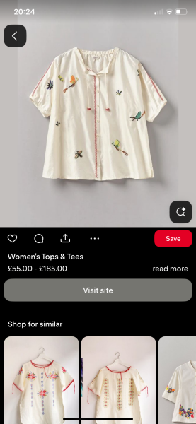 Can anyone id a blouse? White with neon birds