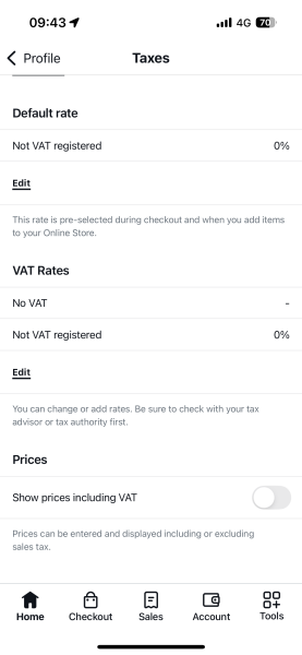Charged 20% VAT for use of card payment on Sumup