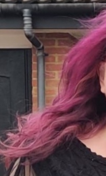 Purple hair on a "mature" lady