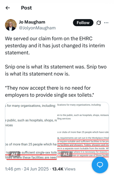 EHRC clarification on SC judgement - workplaces