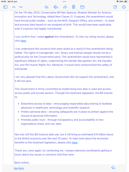 Urgent BH terfing- write to your MP TODAY 5th May on the Data Bill