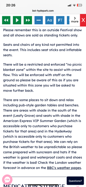 Not disabled enough to access Hyde Park Concerts