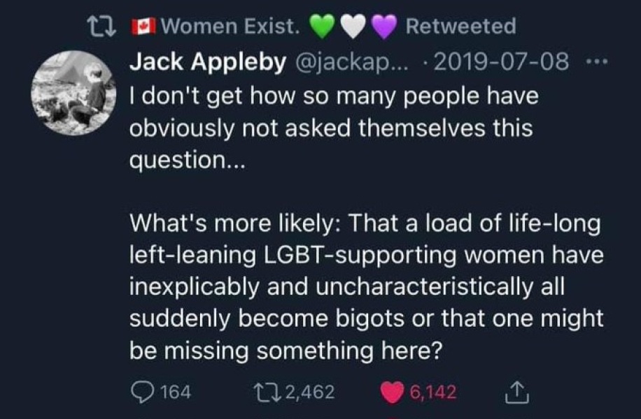 Is there any way to explain to people that being against TRA ideology doesn't make me right wing?