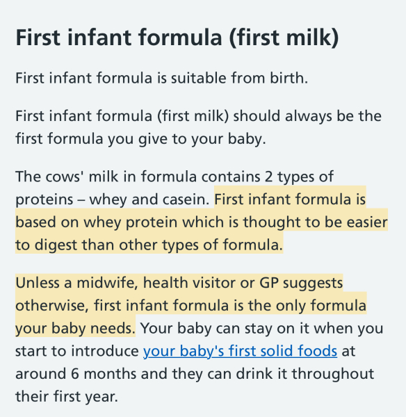 Formula / follow on milk
