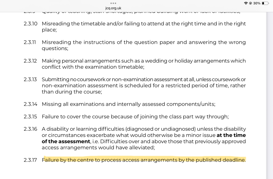 Help with Exam Access Arrangement