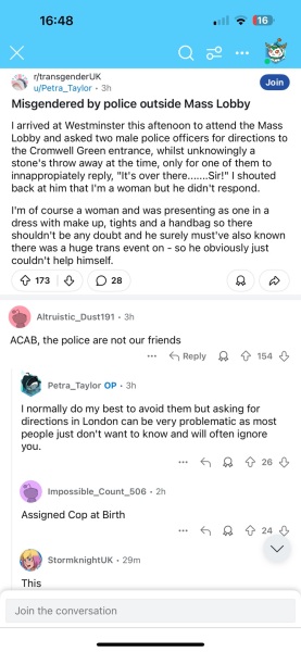 "Of course I'm a woman! I was wearing a dress with make up, tights and a handbag!"