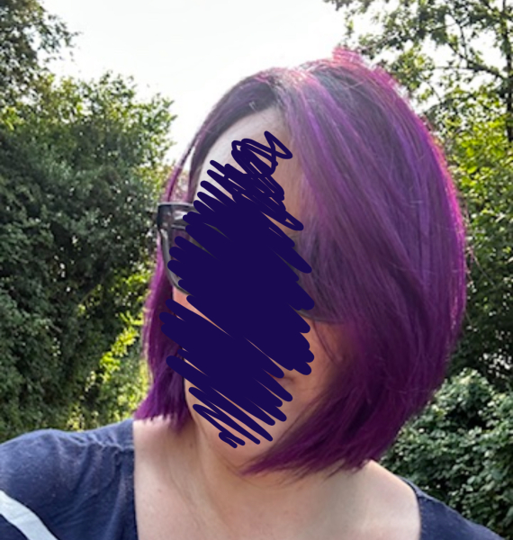 Purple hair on a "mature" lady
