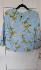 Can anyone id a blouse? White with neon birds