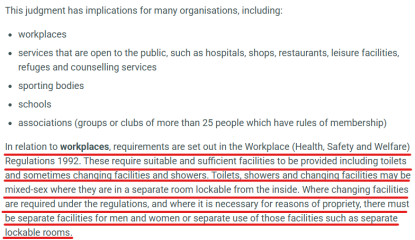 EHRC clarification on SC judgement - workplaces