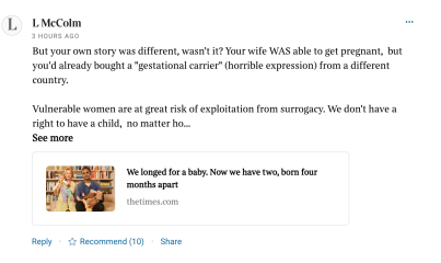 Times article on surrogacy