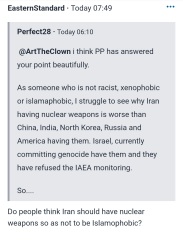To think the US was right to bomb Iran? What am I missing?