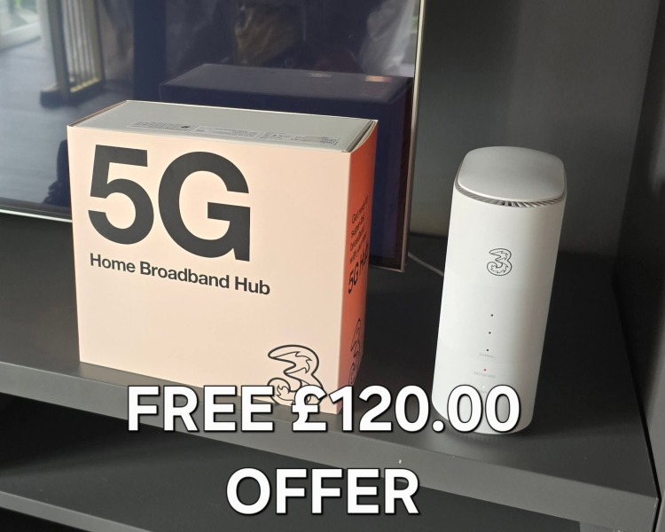 £120 Cash FREE Three 5g Broadband unlimited data deal!!