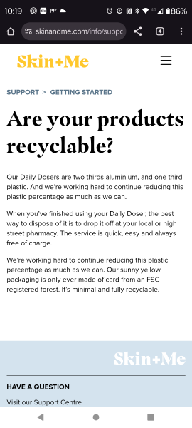 Skin and Me recycling
