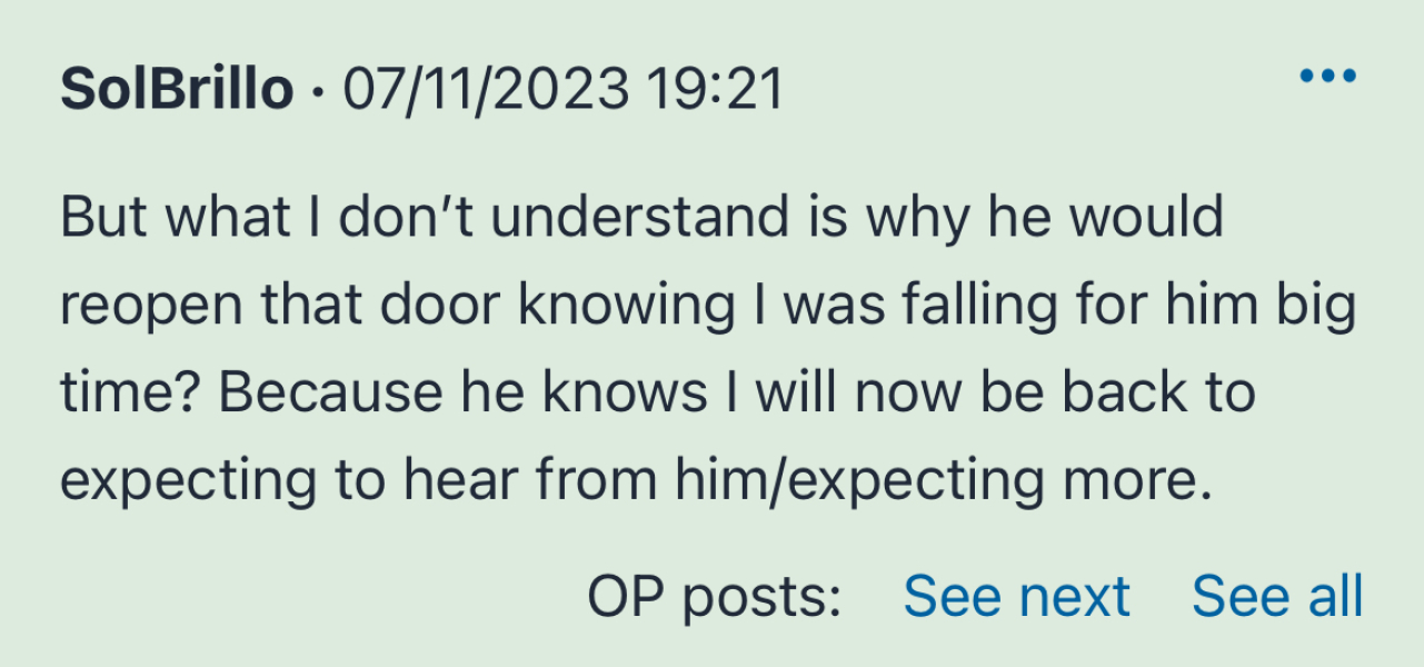Being the booty call has ruined my mental health