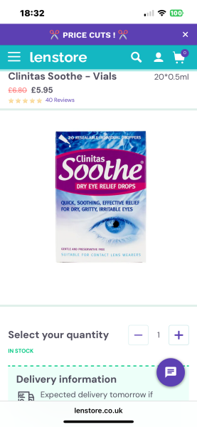 Dry eye contact lens drops
