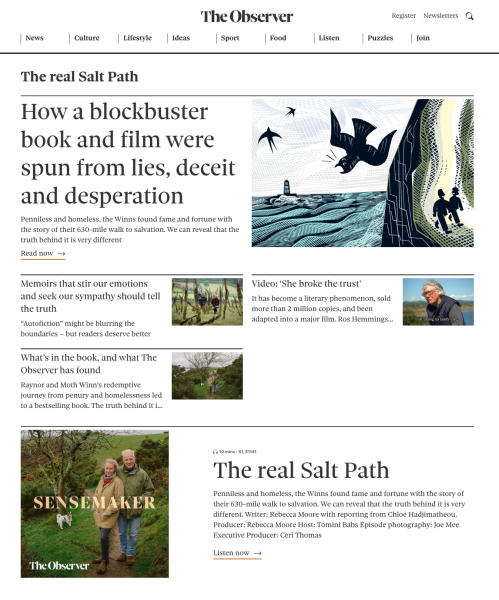Thread 6: To feel disappointed after reading this in The Observer about the author and her husband from The Salt Path book and film?