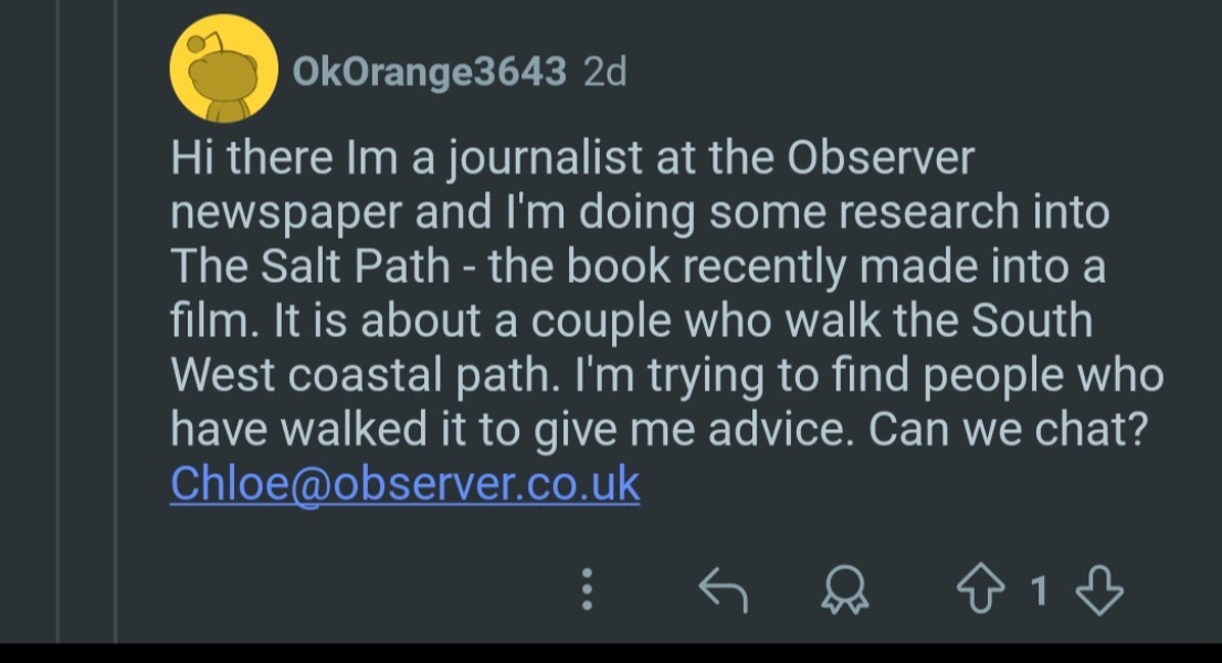 Thread 7: To feel disappointed after reading this in The Observer about the author and her husband from The Salt Path book and film?