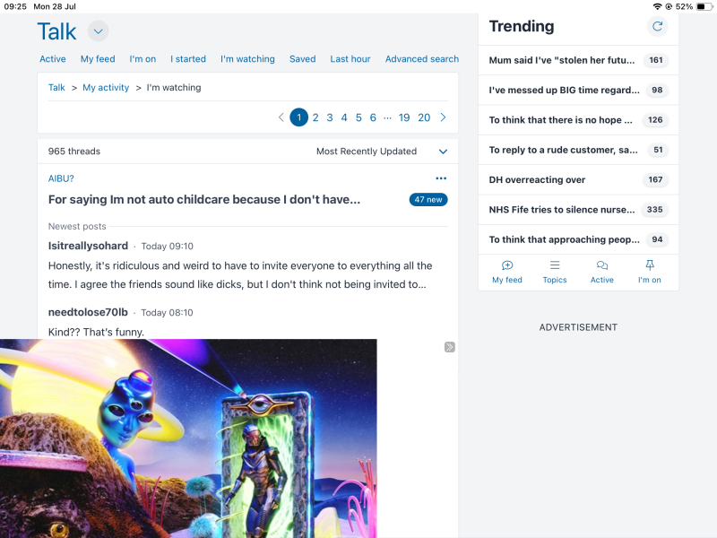 Huge advertisements on I pad blocking screen
