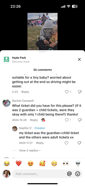 BST Hyde park guardian + child ticket