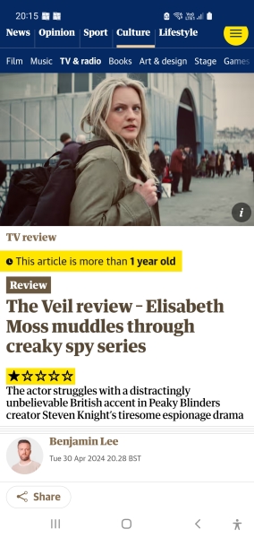 THE VEIL - sun 9pm ch4 - TV PACE NO SPOILERS
