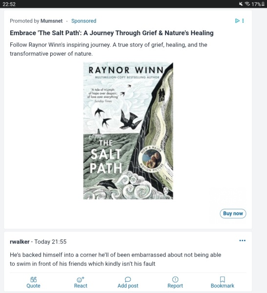 Thread 9: To feel disappointed after reading this in The Observer about the author and her husband from The Salt Path book and film?