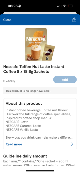 Vitally important- has anyone seen any Nescafe Toffee Nut sachets back in the shops yet?