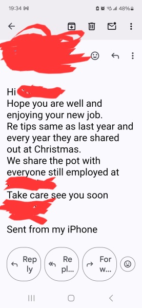 Not allowed tips as handed in my notice