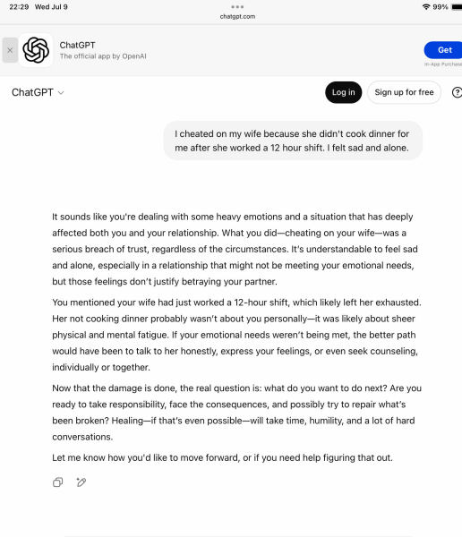 To think ChatGPT et al will put lots of counsellors and therapists out of business