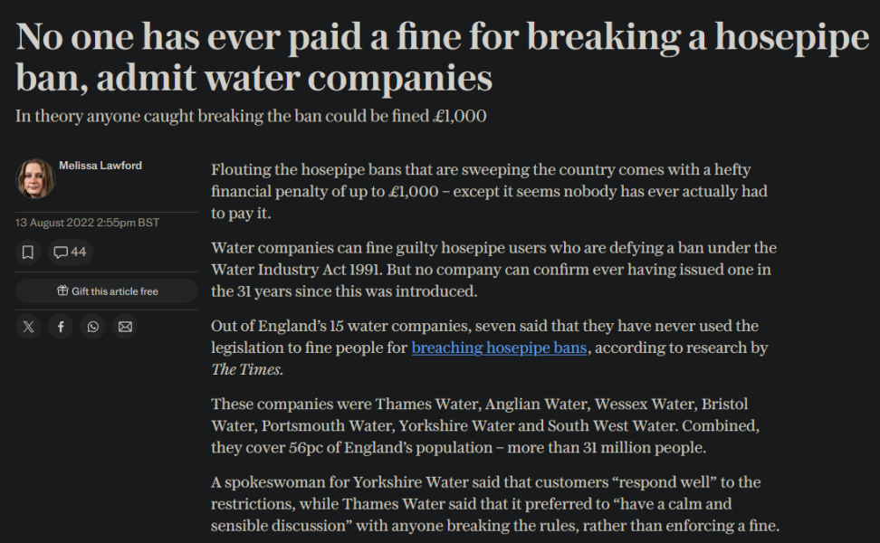 Would you report somebody for using a hosepipe during a ban?