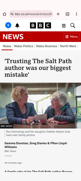Thread 8: To feel disappointed after reading this in The Observer about the author and her husband from The Salt Path book and film?