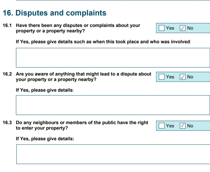 To not disclose neighbour dispute when selling
