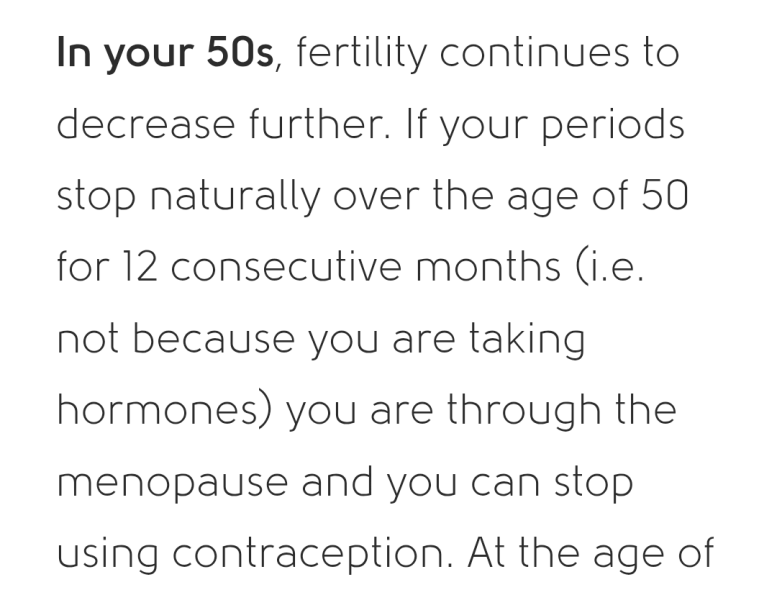 To give up contraception at age 52?