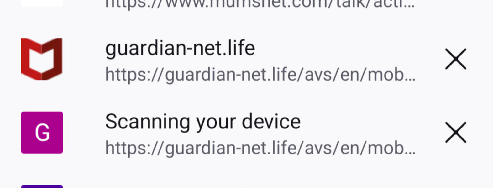 Fake virus page taking over