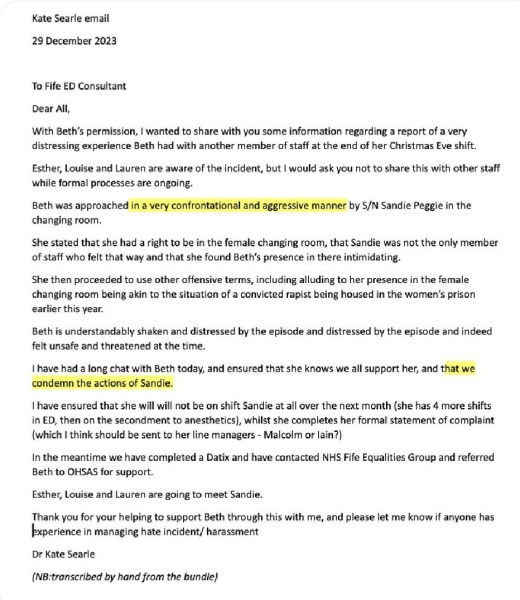 NHS Fife tries to silence nurse - Sandie Peggie vs NHS Fife Health Board and Dr Beth Upton - thread #36