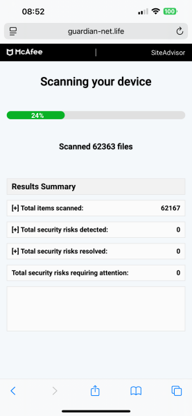 Fake virus page taking over