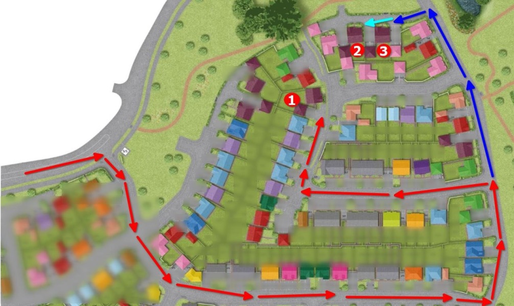 New build with shared access way to drive/garage