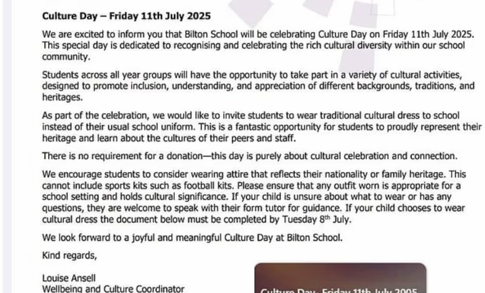School "Culture Day' - why didn't school see this coming?