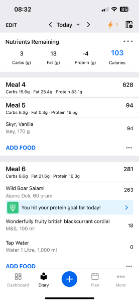 How many calories are you on and how much protein?