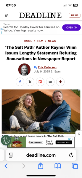 Thread 4: To feel disappointed after reading this in The Observer about the author and her husband from The Salt Path book and film?