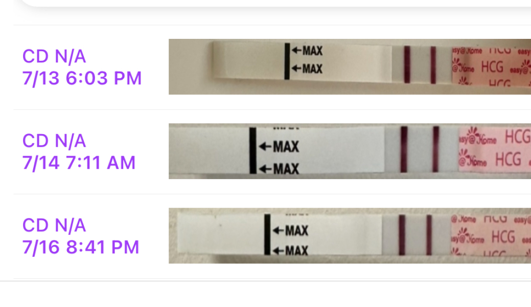 Tests getting lighter at 6-7 weeks but not hook affect
