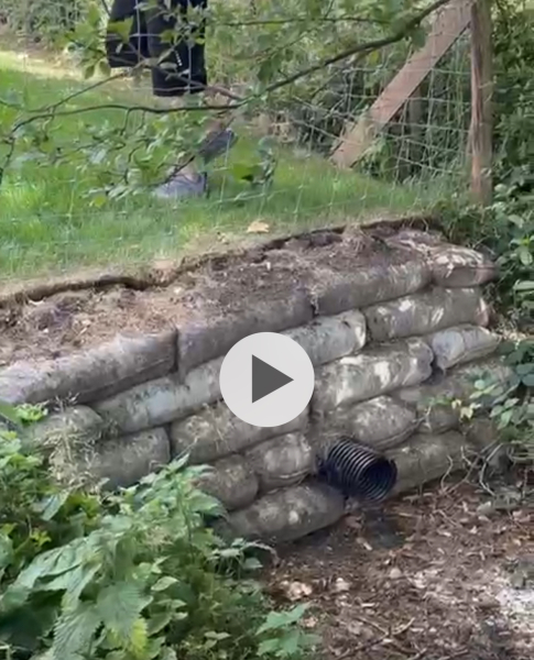Sandbags to hold up turf on a bank