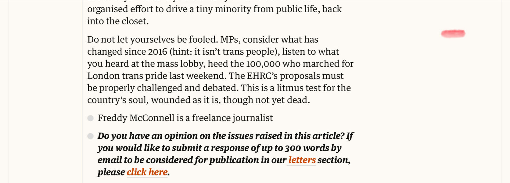 Guardian article by trans woman